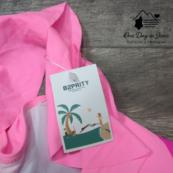 B2Prity Plus Size Ruffle Cross Front Cut Out One Piece Swimsuit Size 2XL - Picture 3 of 6